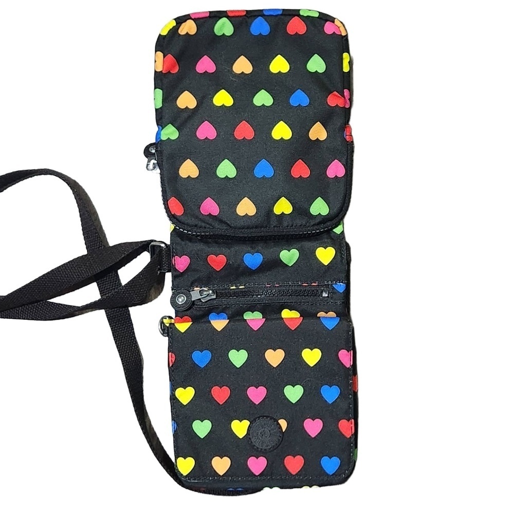 Kipling Black Multicolored Heart Print Crossbody Bag - Picture 4 of 6
